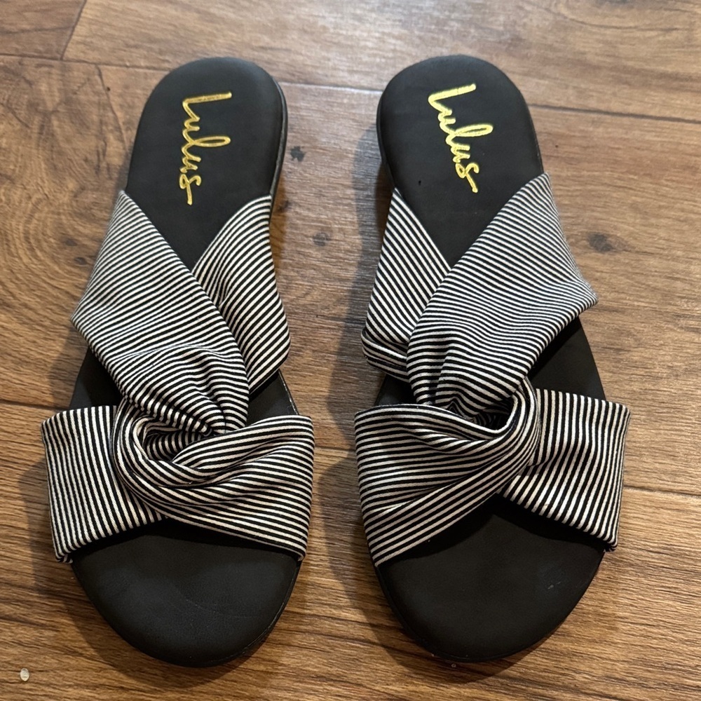 Lulu's Striped Black and White Sandals